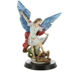 Palais du Rosaire Statue de Saint michel térrassant le démon 20cm en résine colorée^ Statue Ange | Statue De Saint Michel