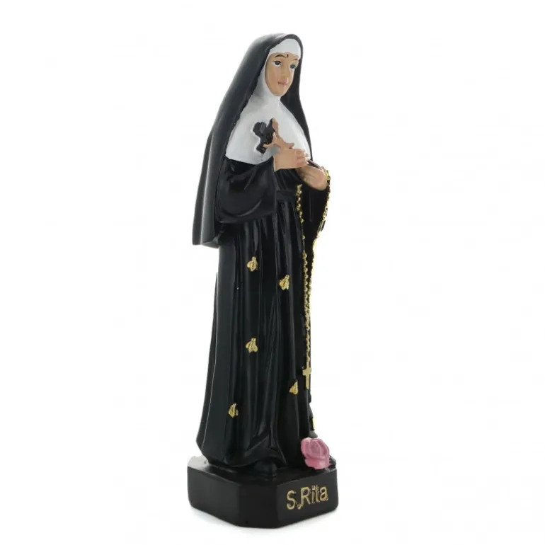 Palais du Rosaire Statue de Sainte Rita aux abeilles en résine colorée 40 cm^ Statue De Sainte Rita