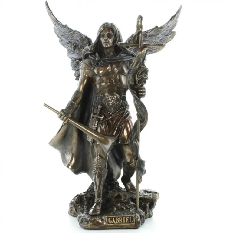 Palais du Rosaire Statue détaillée de Saint Gabriel effet bronze 24cm^ Autres Statues De Saints