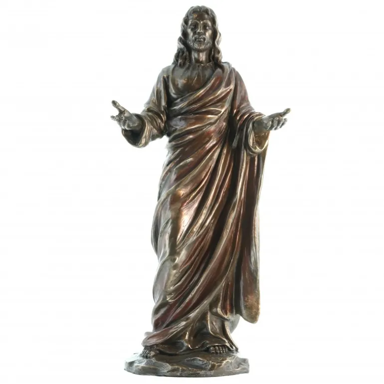 Palais du Rosaire Statue du Christ en bronze coulé à froid 23cm^ Statue Funéraire | Statue En Bronze Et Métal