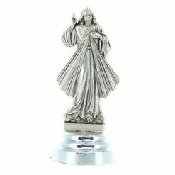 Palais du Rosaire Statue du Christ Miséricordieux en métal sur un socle aimanté 6cm^ Jésus Miséricordieux | Statue En Bronze Et Métal