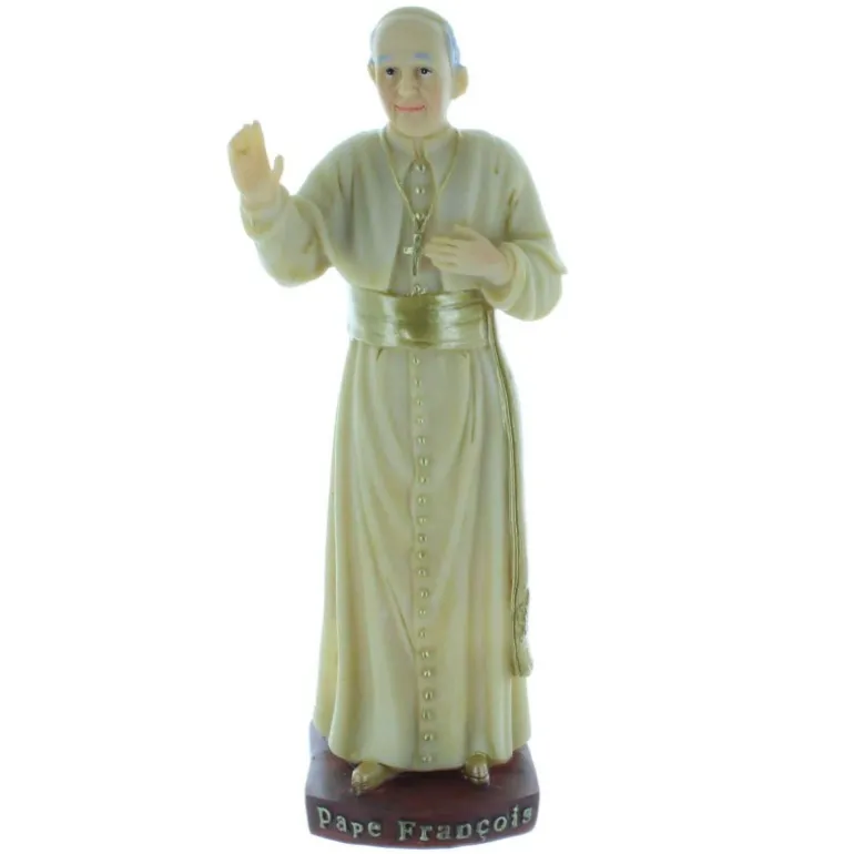 Palais du Rosaire Statue du Pape François en résine colorée 15cm^ Autres Statues De Saints