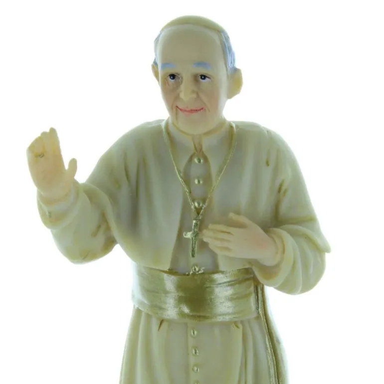Palais du Rosaire Statue du Pape François en résine colorée 15cm^ Autres Statues De Saints