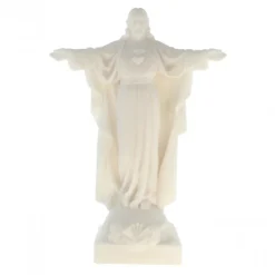 Palais du Rosaire Statue du Sacré Coeur de Jésus en albâtre blanche 20cm^ Sacré-Coeur De Jésus