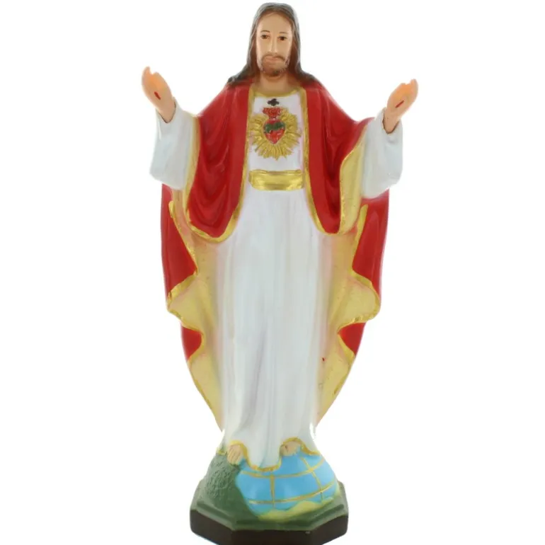 Palais du Rosaire Statue du Sacré Coeur de Jésus bras ouverts en résine 30cm^ Sacré-Coeur De Jésus