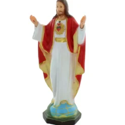 Palais du Rosaire Statue du Sacré Coeur de Jésus bras ouverts en résine 30cm^ Sacré-Coeur De Jésus