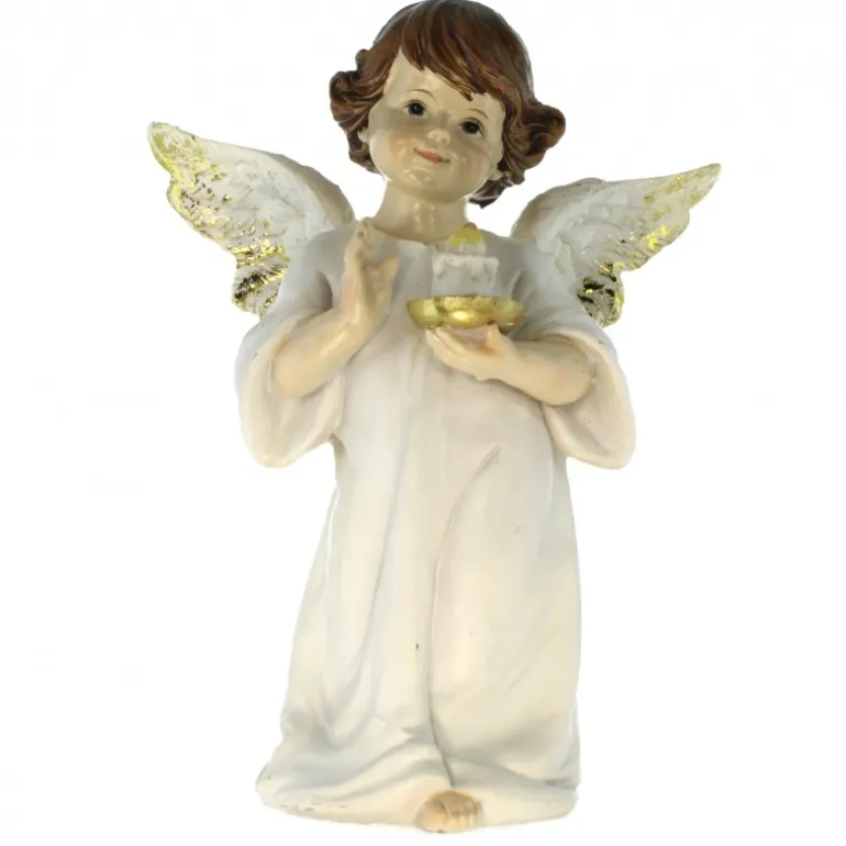 Palais du Rosaire Statue d'un Ange avec une bougie de 20cm en résine^ Statue Ange