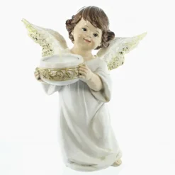 Palais du Rosaire Statue d'un ange avec une bougie de 20cm en résine^ Statue Ange