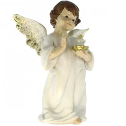 Palais du Rosaire Statue d'un Ange avec une bougie de 20cm en résine^ Statue Ange