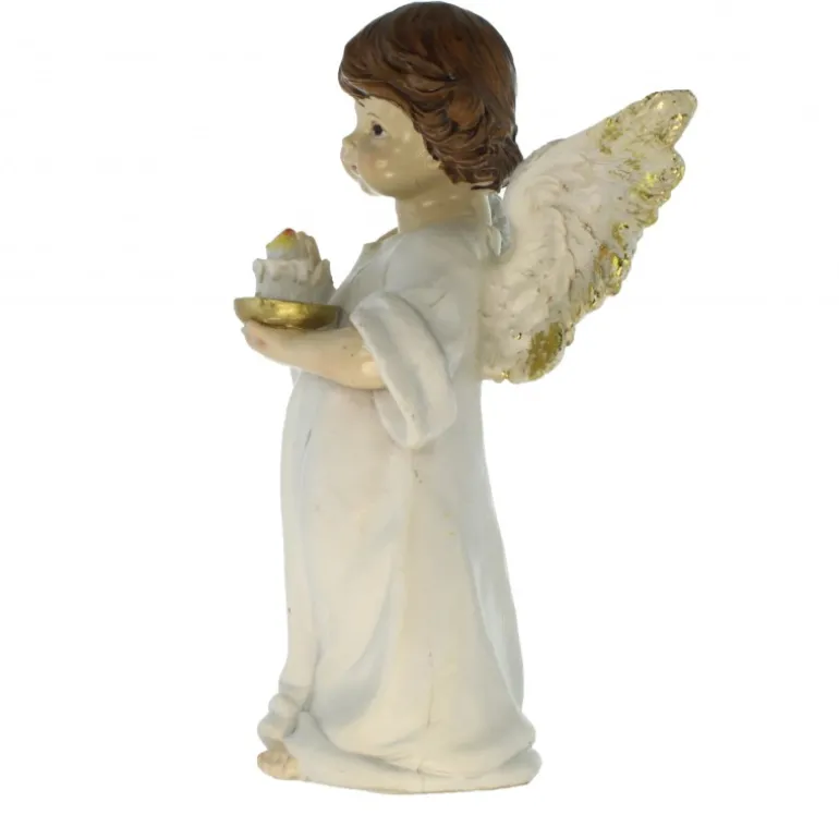Palais du Rosaire Statue d'un Ange avec une bougie de 20cm en résine^ Statue Ange