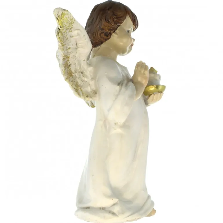 Palais du Rosaire Statue d'un Ange avec une bougie de 20cm en résine^ Statue Ange