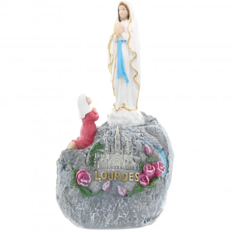 Palais du Rosaire Statue en Résine de l'Apparition de Lourdes de 25 cm^ Statue De Notre Dame De Lourdes
