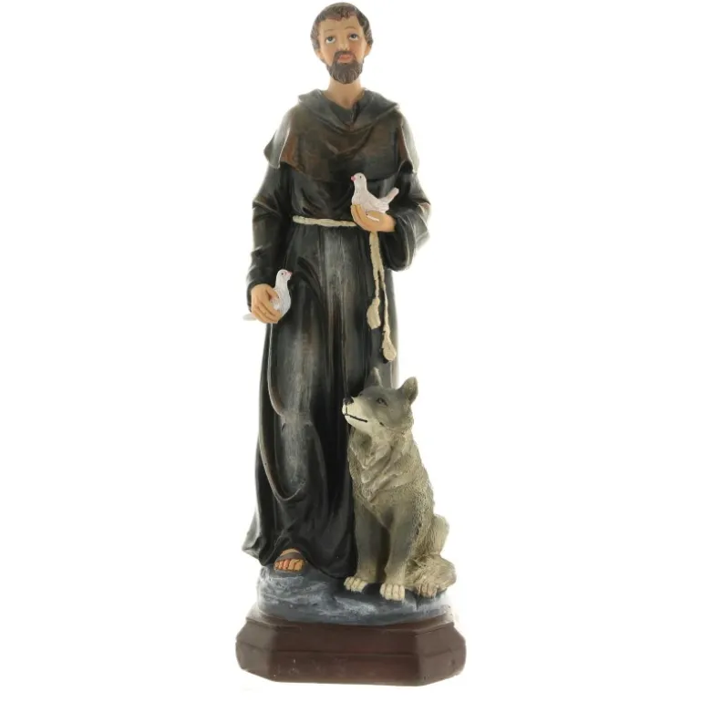 Palais du Rosaire Statue en résine de Saint-François d'Assise de 30cm^ Autres Statues De Saints