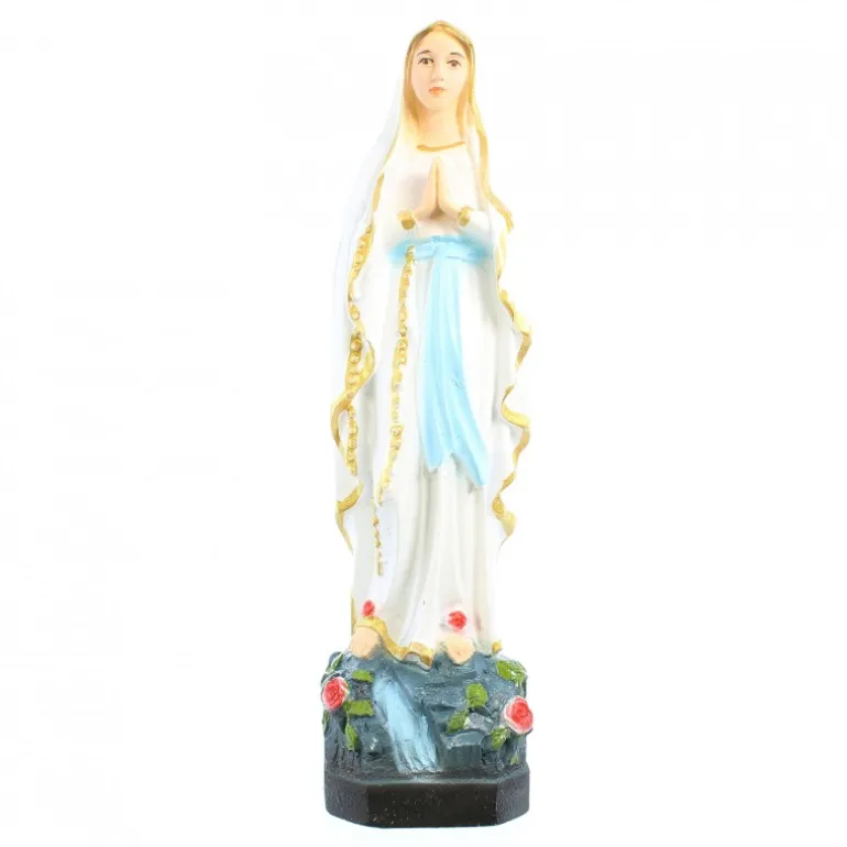 Palais du Rosaire Statue en résine et fibre de verre de Notre Dame de Lourdes en couleur de 15cm^ Statue De Notre Dame De Lourdes