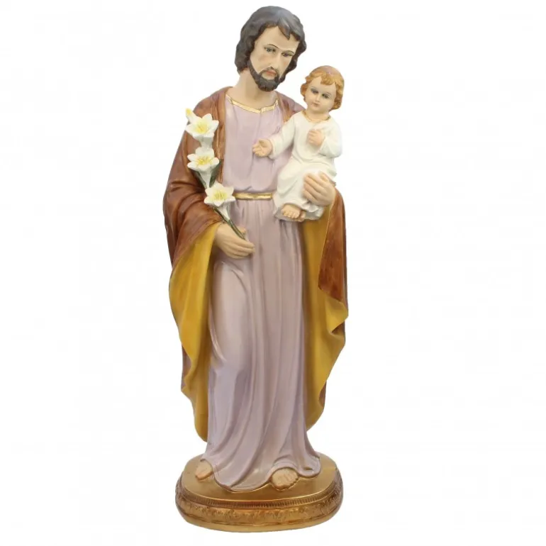 Palais du Rosaire Statue Joseph à l'enfant Jésus en résine colorée 98cm^ Statue De Grande Taille | Statue De Saint Joseph