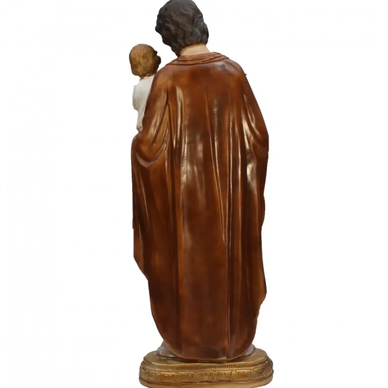 Palais du Rosaire Statue Joseph à l'enfant Jésus en résine colorée 98cm^ Statue De Grande Taille | Statue De Saint Joseph