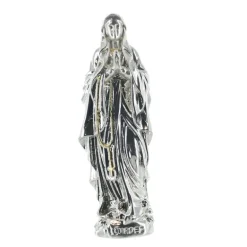 Palais du Rosaire Statue métallisée de Notre Dame de Lourdes 10cm^ Statue En Bronze Et Métal | Statue De Notre Dame De Lourdes