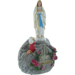 Palais du Rosaire Statue musicale de l'Apparition de Lourdes en résine colorée 19cm^ Statue De Notre Dame De Lourdes