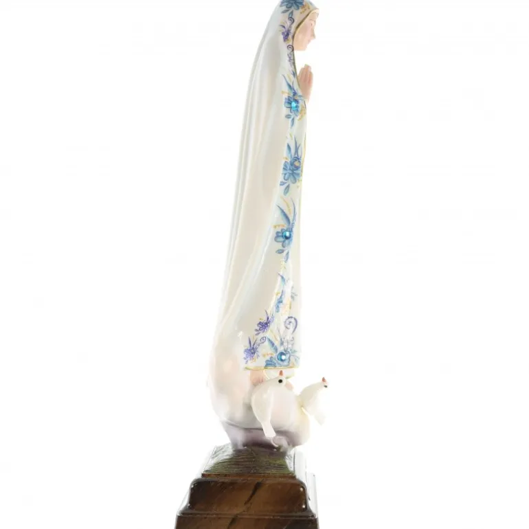 Palais du Rosaire Statue N. Dame de Fatima manteau avec fleurs et brillants 27cm^ Statue Vierge De Fatima