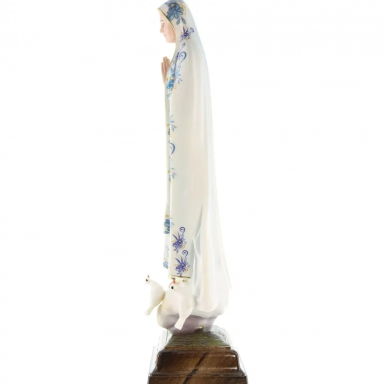 Palais du Rosaire Statue N. Dame de Fatima manteau avec fleurs et brillants 27cm^ Statue Vierge De Fatima