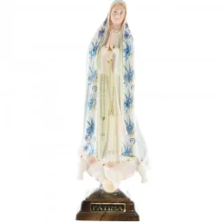 Palais du Rosaire Statue N. Dame de Fatima manteau avec fleurs et brillants 27cm^ Statue Vierge De Fatima