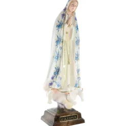 Palais du Rosaire Statue N. Dame de Fatima manteau avec fleurs et brillants 27cm^ Statue Vierge De Fatima