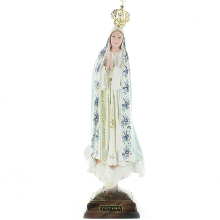 Palais du Rosaire Statue Notre Dame de Fatima décorée de fleurs en résine de 24 cm^ Statue Vierge De Fatima