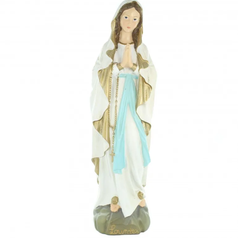Palais du Rosaire Statue Notre Dame de Lourdes à paillettes 56cm^ Statue De Notre Dame De Lourdes