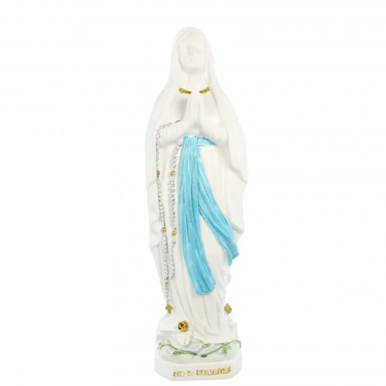 Palais du Rosaire Statue Notre Dame de Lourdes blanche et bleue de 20cm^ Statue De Notre Dame De Lourdes