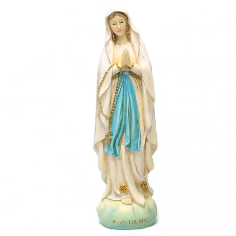 Palais du Rosaire Statue Notre Dame de Lourdes décorée 60 cm^ Statue De Grande Taille | Statue De Notre Dame De Lourdes