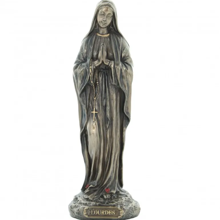 Palais du Rosaire Statue Notre Dame de Lourdes en bronze coulé à froid 20cm^ Statue Funéraire | Statue En Bronze Et Métal