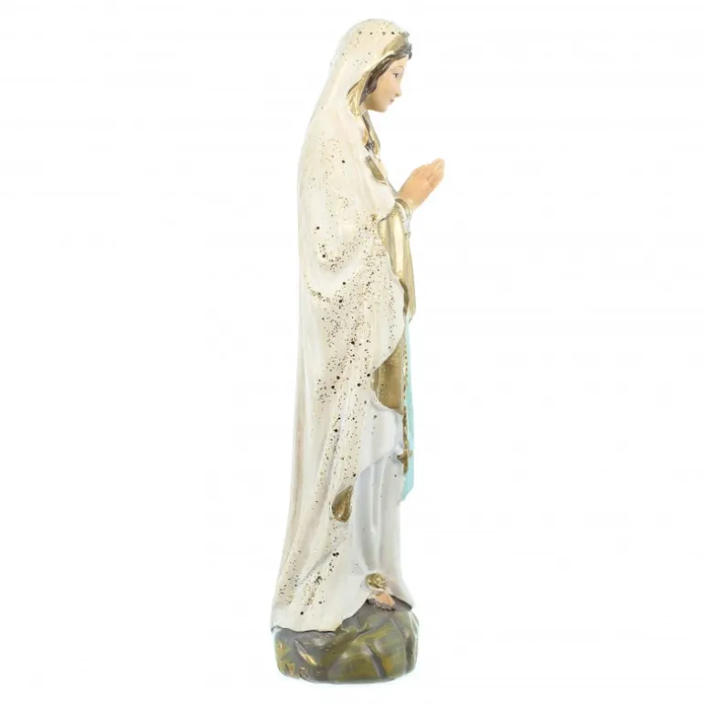 Palais du Rosaire Statue Notre Dame de Lourdes à paillettes en résine 14cm^ Statue De Notre Dame De Lourdes