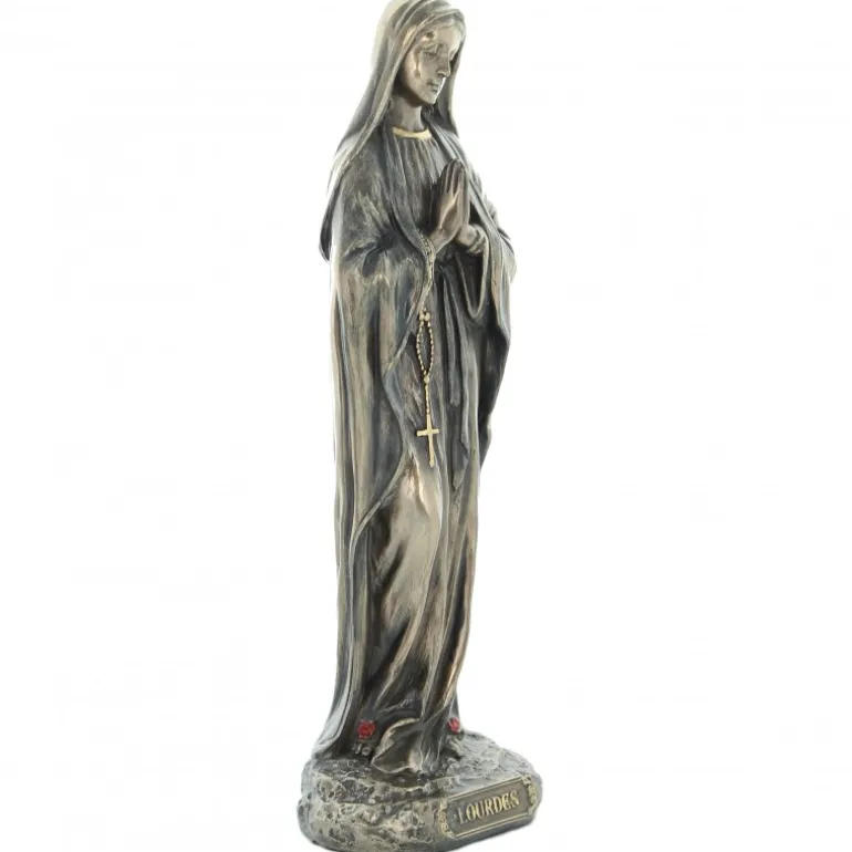 Palais du Rosaire Statue Notre Dame de Lourdes en bronze coulé à froid 20cm^ Statue Funéraire | Statue En Bronze Et Métal