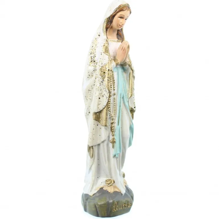Palais du Rosaire Statue Notre Dame de Lourdes à paillettes en résine 10cm^ Statue De Notre Dame De Lourdes