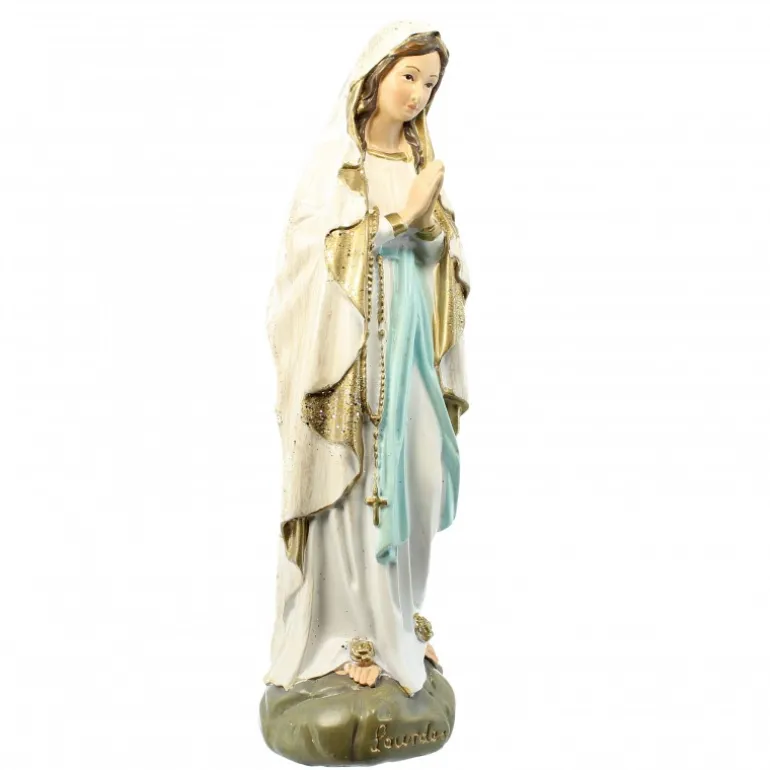 Palais du Rosaire Statue Notre Dame de Lourdes à paillettes 18cm^ Statue De Notre Dame De Lourdes