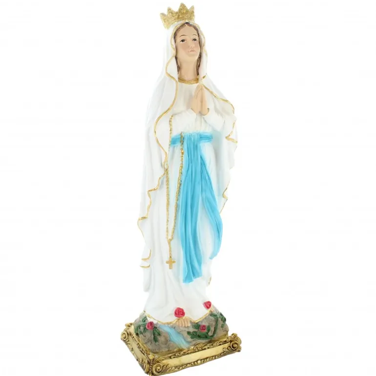Palais du Rosaire Statue Notre Dame de Lourdes couronée en résine 40cm^ Statue De Notre Dame De Lourdes