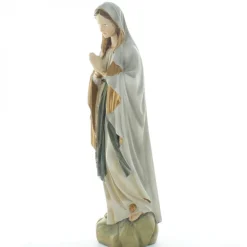 Palais du Rosaire Statue Notre Dame de Lourdes patinée avec mateau or en résine 40 cm^ Statue De Notre Dame De Lourdes