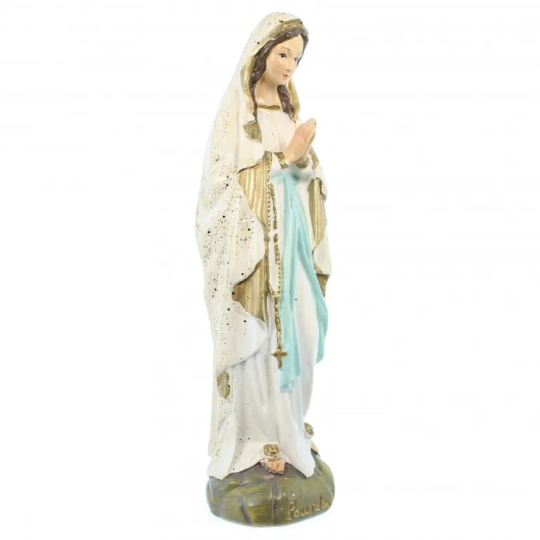 Palais du Rosaire Statue Notre Dame de Lourdes à paillettes en résine 14cm^ Statue De Notre Dame De Lourdes