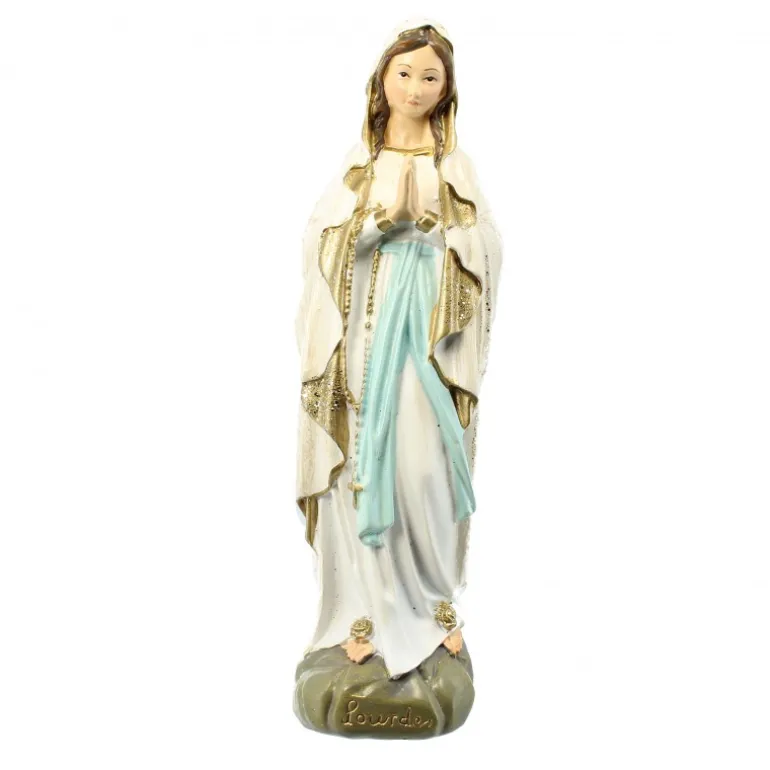 Palais du Rosaire Statue Notre Dame de Lourdes à paillettes 18cm^ Statue De Notre Dame De Lourdes