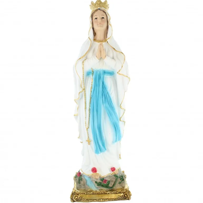 Palais du Rosaire Statue Notre Dame de Lourdes couronée en résine 40cm^ Statue De Notre Dame De Lourdes