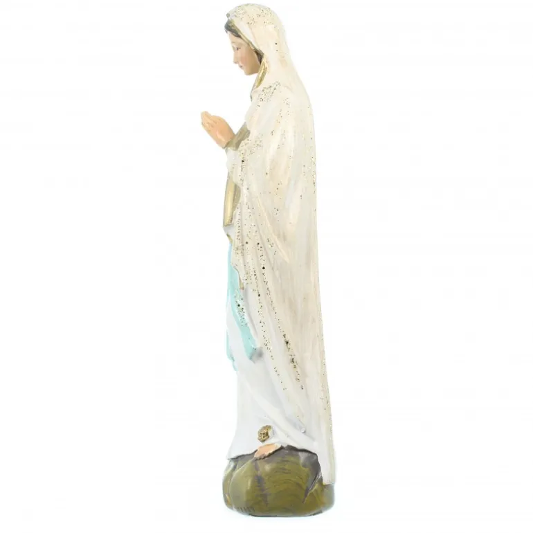 Palais du Rosaire Statue Notre Dame de Lourdes à paillettes en résine 14cm^ Statue De Notre Dame De Lourdes