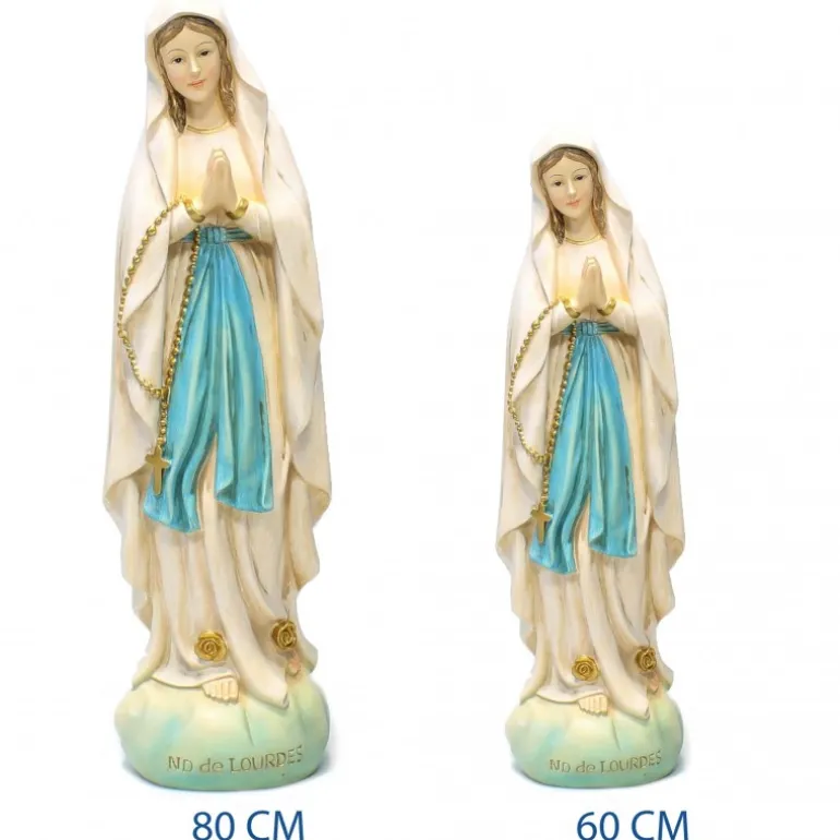 Palais du Rosaire Statue Notre Dame de Lourdes décorée 60 cm^ Statue De Grande Taille | Statue De Notre Dame De Lourdes