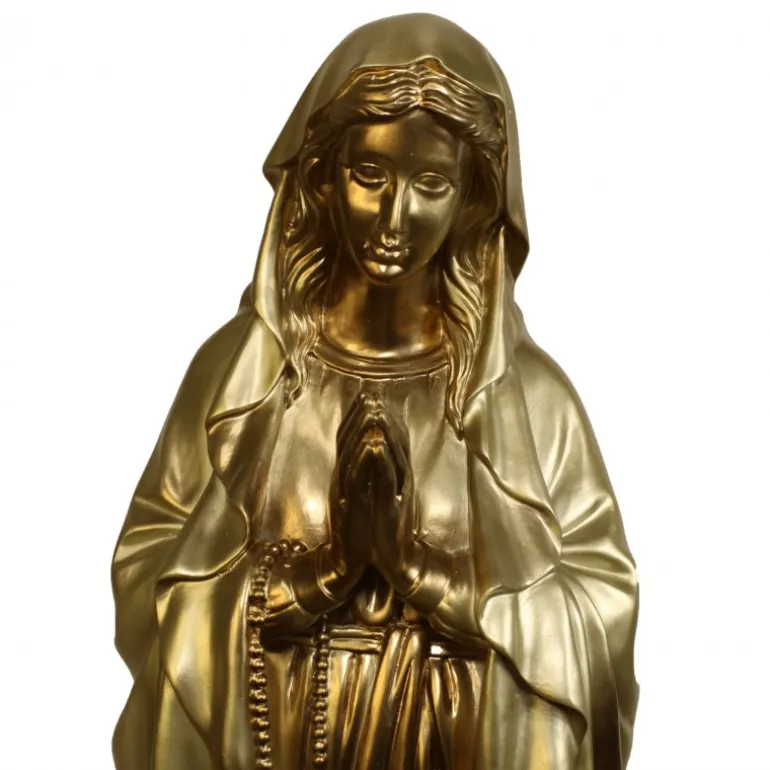 Palais du Rosaire Statue Notre Dame de Lourdes dorée en résine 80 cm^ Statue De Grande Taille | Statue De Notre Dame De Lourdes