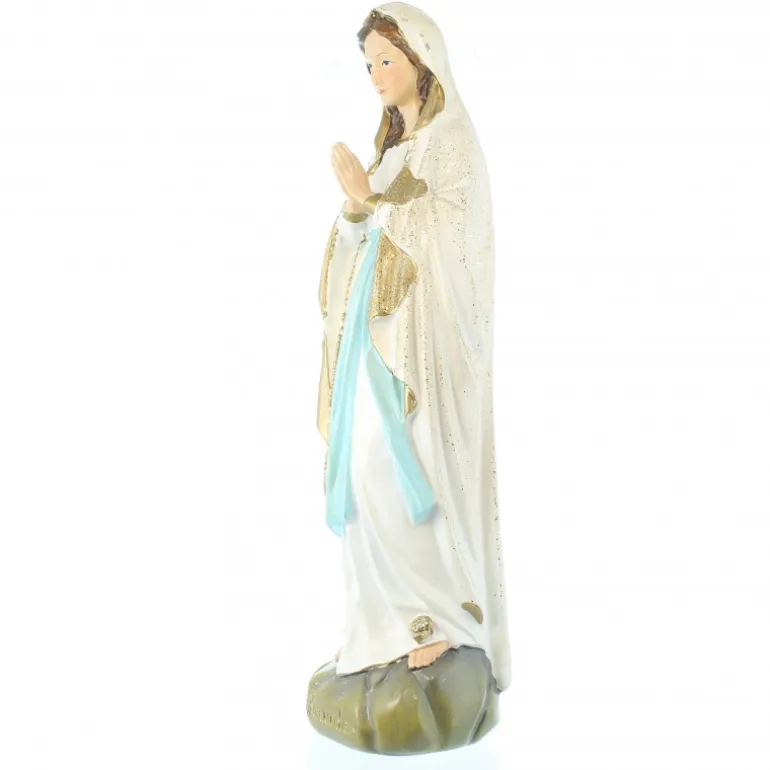 Palais du Rosaire Statue Notre Dame de Lourdes à paillettes en résine 36cm^ Statue De Notre Dame De Lourdes