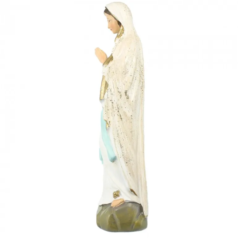 Palais du Rosaire Statue Notre Dame de Lourdes à paillettes en résine 28cm^ Statue De Notre Dame De Lourdes
