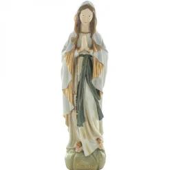 Palais du Rosaire Statue Notre Dame de Lourdes patinée avec mateau or en résine 40 cm^ Statue De Notre Dame De Lourdes