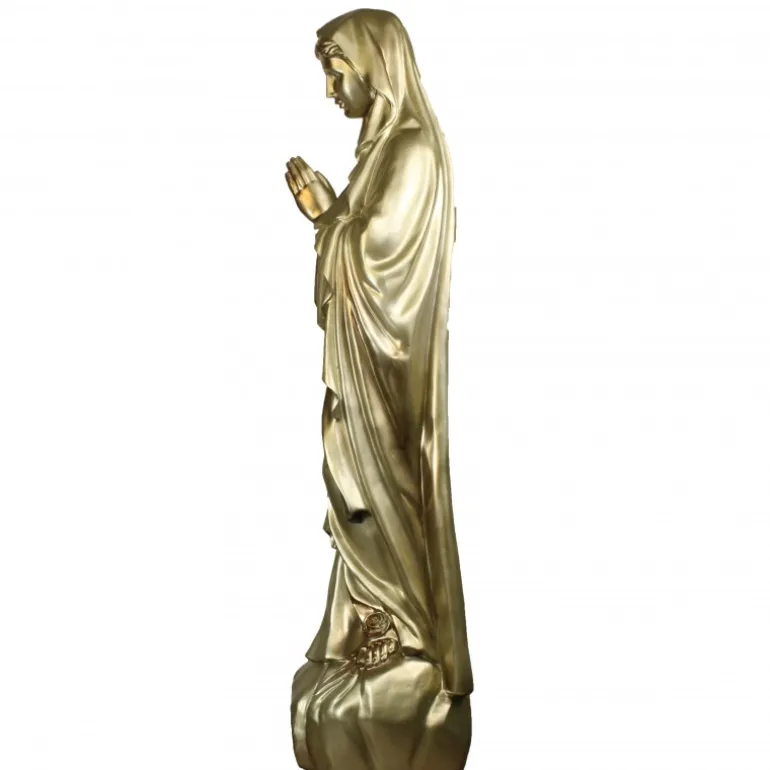 Palais du Rosaire Statue Notre Dame de Lourdes dorée en résine 80 cm^ Statue De Grande Taille | Statue De Notre Dame De Lourdes