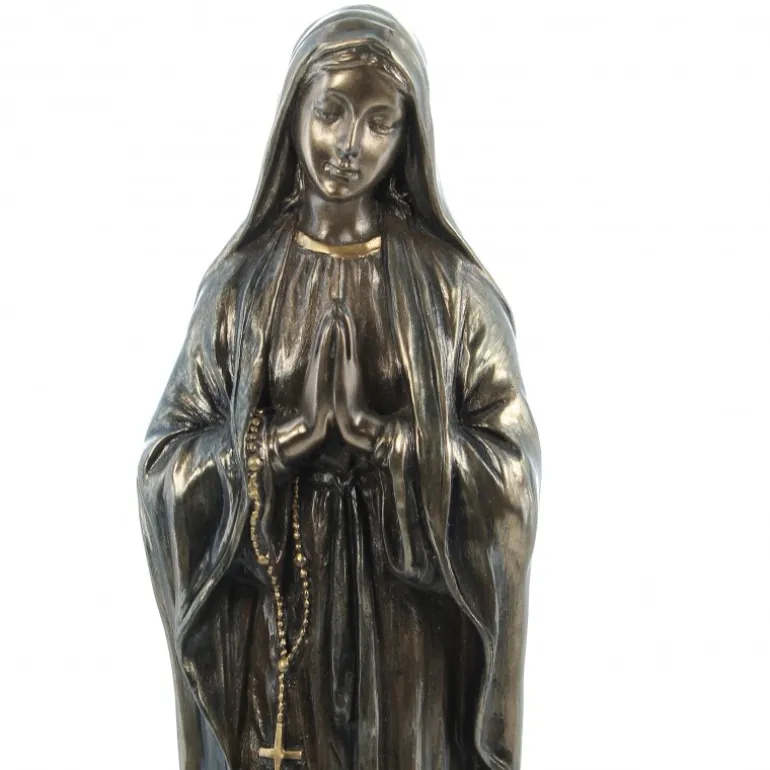 Palais du Rosaire Statue Notre Dame de Lourdes en bronze coulé à froid 20cm^ Statue Funéraire | Statue En Bronze Et Métal