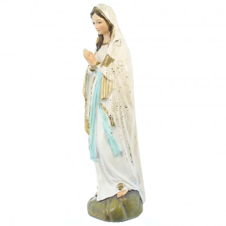 Palais du Rosaire Statue Notre Dame de Lourdes à paillettes en résine 14cm^ Statue De Notre Dame De Lourdes