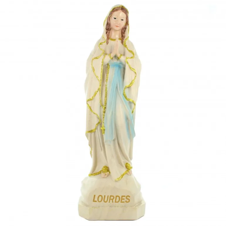 Palais du Rosaire Statue Notre Dame de Lourdes à paillettes 40cm^ Statue De Notre Dame De Lourdes